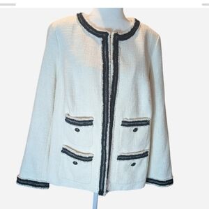 Pre-owned Elegant Cream and Black Women's Jacket